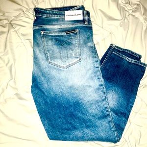 Calvin Klein distresses skinny jeans